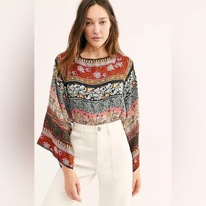 Free People Sakshi Bodysuit in Multi Color Paisley Patchwork Size M